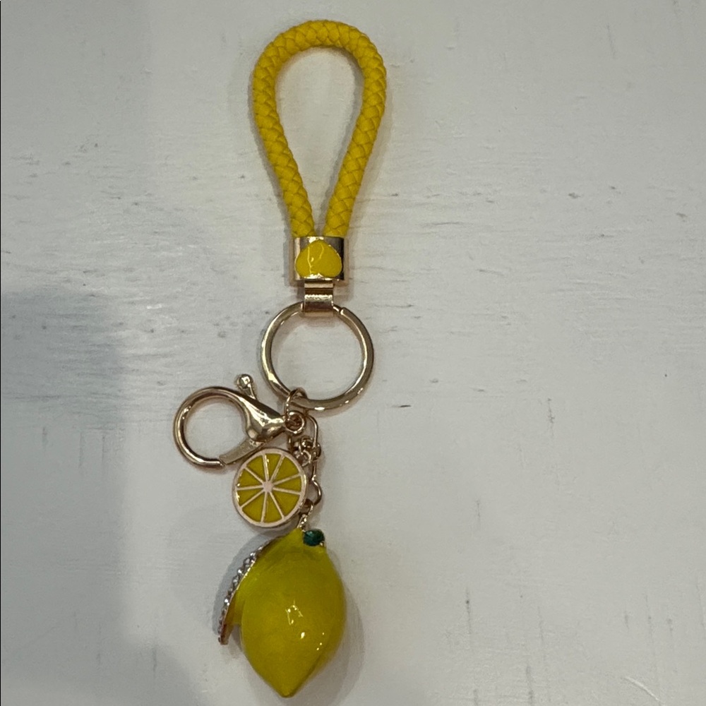 🍋 let life give you lemons 🍋 Yellow Lemon Keychain/ Bag Charm with Braided Strap